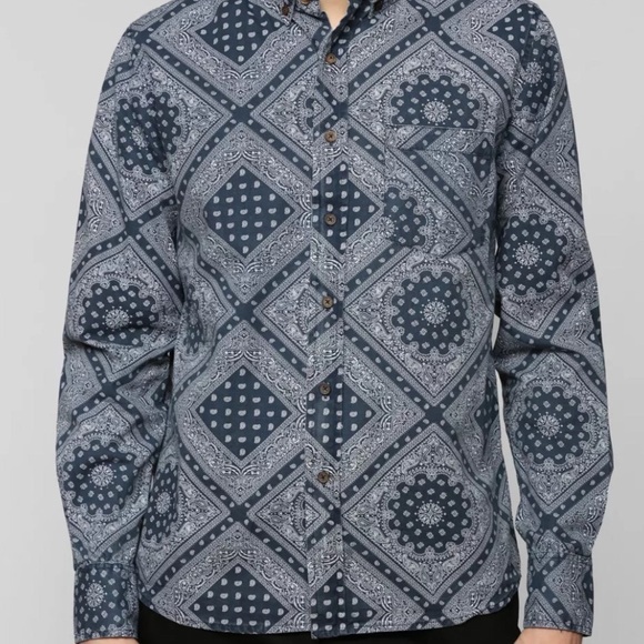 𝅺BLUE notes Men’s Cotton Button Down Shirt - Picture 2 of 8